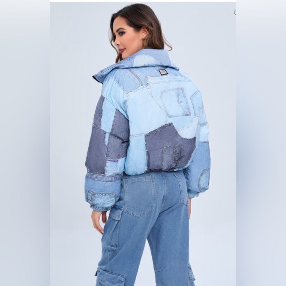 802. JASMINE DENIM PRINT PUFFER - Picture 6 of 6